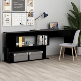 Corner Desk Black 200x50x76 cm Engineered Wood - thumbnail 1