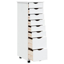 Rolling Cabinet with Drawers MOSS White Solid Wood Pine - thumbnail 3