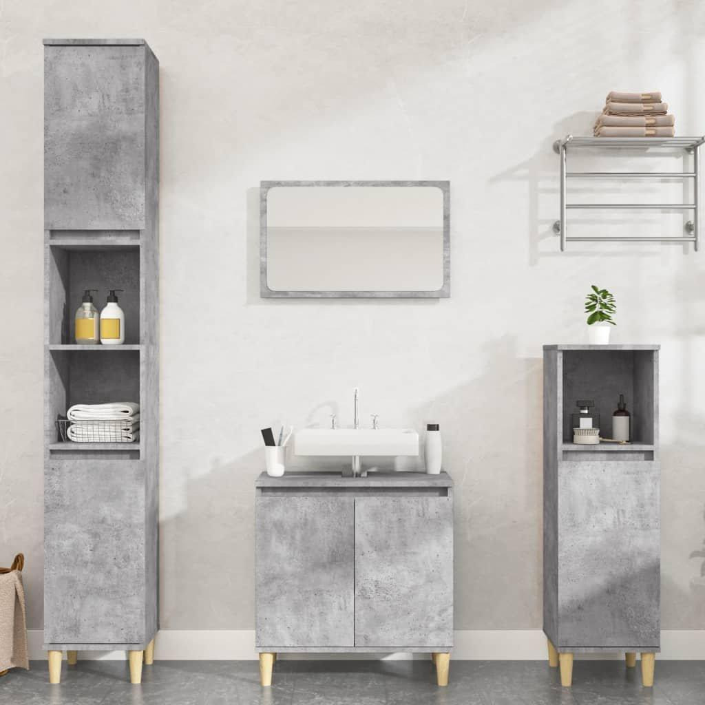 3 Piece Bathroom Furniture Set Concrete Grey Engineered Wood - image 1