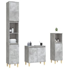 3 Piece Bathroom Furniture Set Concrete Grey Engineered Wood - thumbnail 3