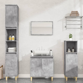3 Piece Bathroom Furniture Set Concrete Grey Engineered Wood - thumbnail 1
