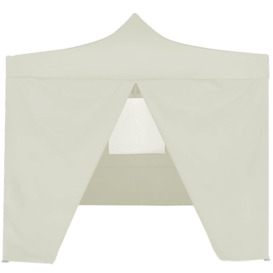 Professional Folding Party Tent with 4 Sidewalls 2x2 m Steel Cream - thumbnail 2
