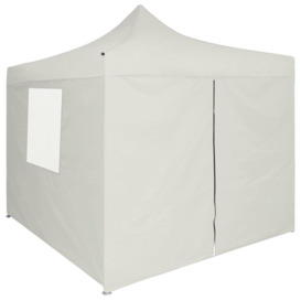 Professional Folding Party Tent with 4 Sidewalls 2x2 m Steel Cream - thumbnail 3
