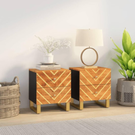 Bedside Cabinets 2 pcs Brown and Black Solid Wood Mango