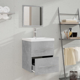 Bathroom Cabinet with Mirror Concrete Grey 41x38.5x48 cm Engineered Wood - thumbnail 3