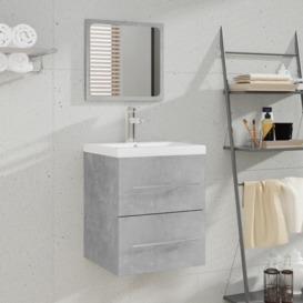 Bathroom Cabinet with Mirror Concrete Grey 41x38.5x48 cm Engineered Wood