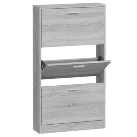 Shoe Cabinet Grey Sonoma 59x17x108 cm Engineered Wood - thumbnail 2