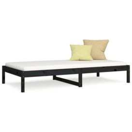 Day Bed Black 90x200 cm Solid Wood Pine - thumbnail 2
