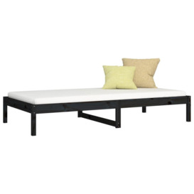 Day Bed Black 90x200 cm Solid Wood Pine - thumbnail 3