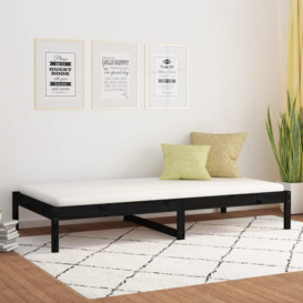 Day Bed Black 90x200 cm Solid Wood Pine - thumbnail 1