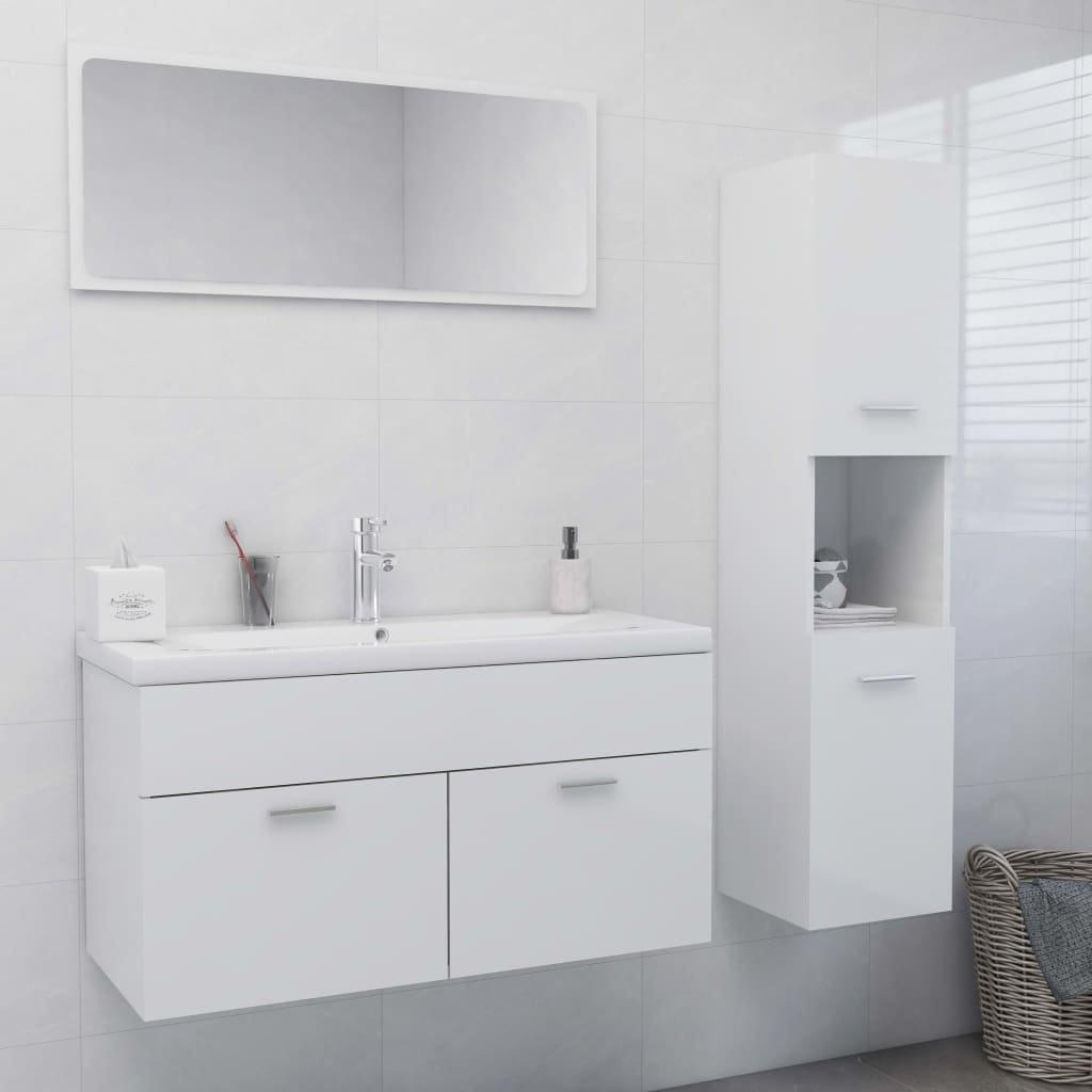 Bathroom Furniture Set High Gloss White Engineered Wood - image 1