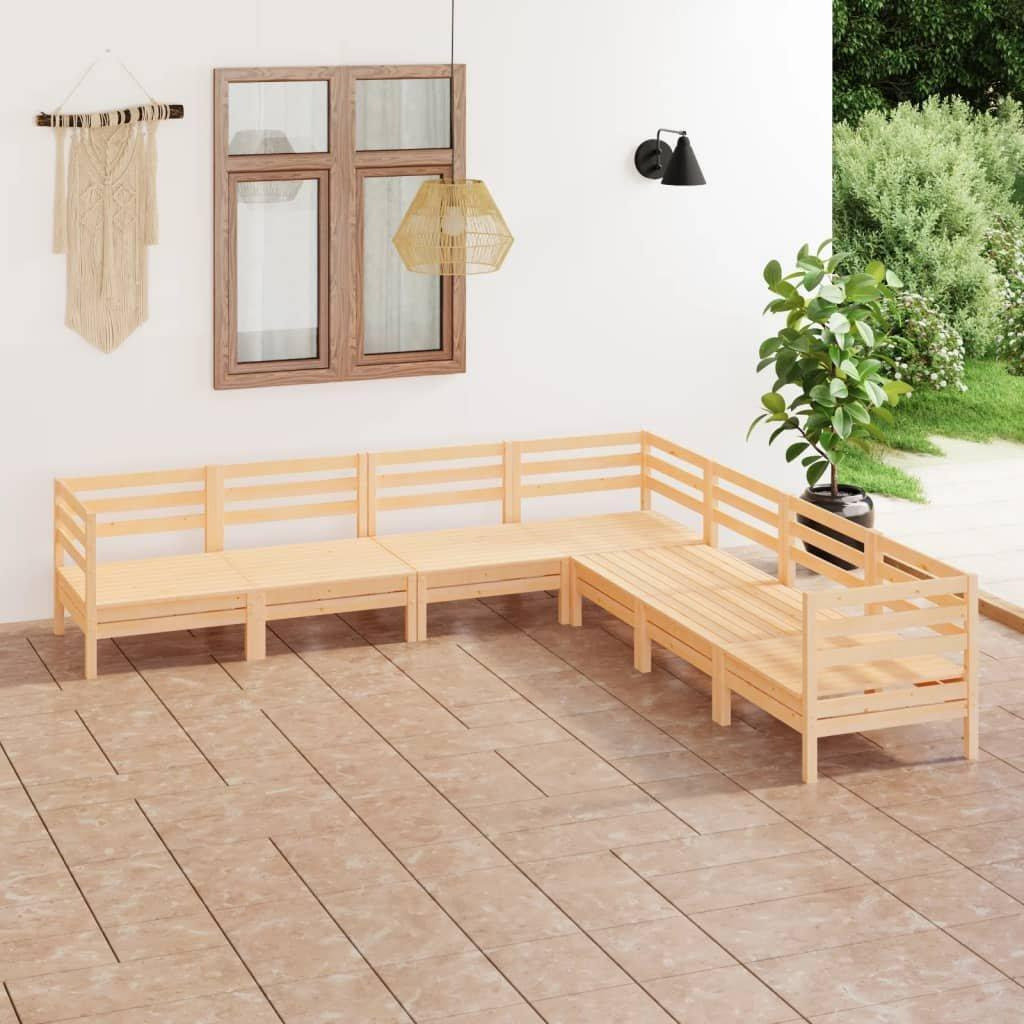 7 Piece Garden Lounge Set Solid Wood Pine - image 1