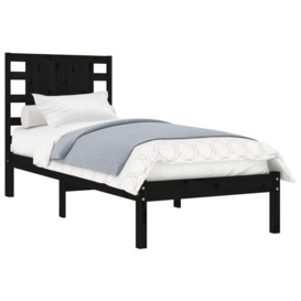 Bed Frame Black Solid Wood 90x190 cm Single - thumbnail 3