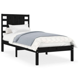 Bed Frame Black Solid Wood 90x190 cm Single - thumbnail 2