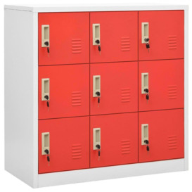 Locker Cabinets 5 pcs Light Grey and Red 90x45x92.5 cm Steel - thumbnail 2