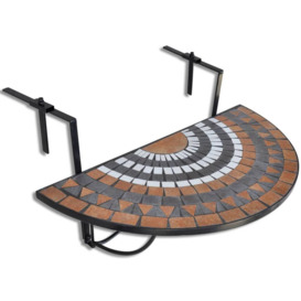 Hanging Balcony Table Terracotta and White Mosaic - thumbnail 2