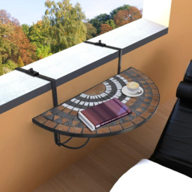 Hanging Balcony Table Terracotta and White Mosaic - thumbnail 1