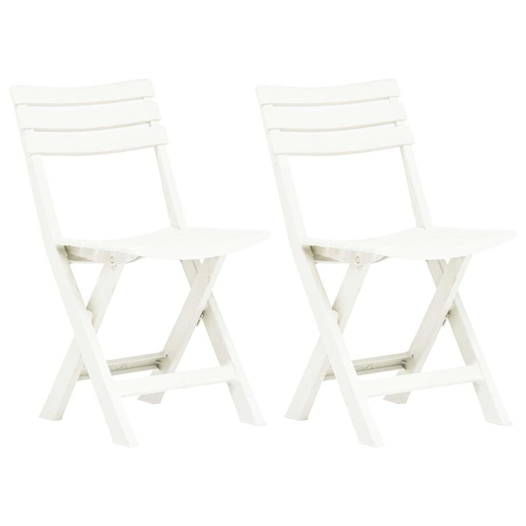 Folding Garden Chairs 2 pcs Plastic White - image 1