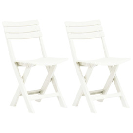 Folding Garden Chairs 2 pcs Plastic White - thumbnail 1