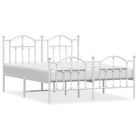Metal Bed Frame with Headboard and Footboard White 140x200 cm - thumbnail 2