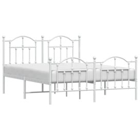 Metal Bed Frame with Headboard and Footboard White 140x200 cm - thumbnail 3