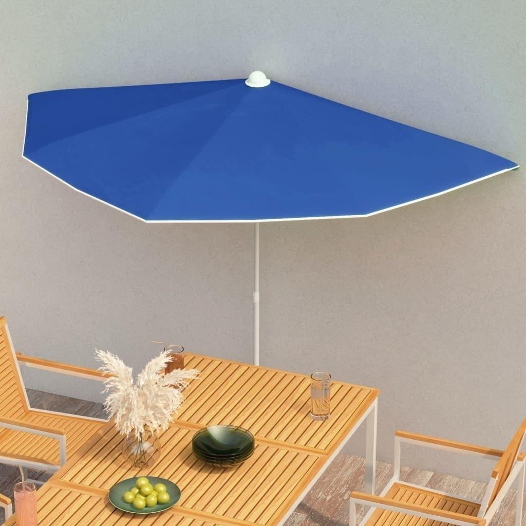 Garden Half Parasol with Pole 180x90 cm Azure Blue