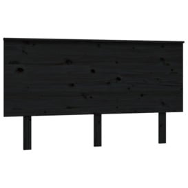 Bed Headboard Black 144x6x82.5 cm Solid Wood Pine - thumbnail 2