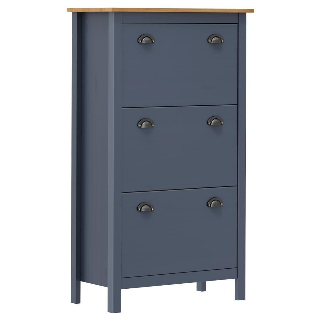 Shoe Cabinet Hill Grey 72x35x124 cm Solid Pine Wood - image 1