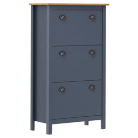 Shoe Cabinet Hill Grey 72x35x124 cm Solid Pine Wood - thumbnail 1