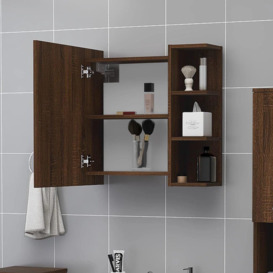 Bathroom Mirror Cabinet Brown Oak 62.5x20.5x64cm Engineered Wood - thumbnail 3