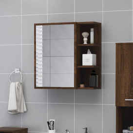 Bathroom Mirror Cabinet Brown Oak 62.5x20.5x64cm Engineered Wood - thumbnail 1
