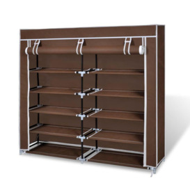 Fabric Shoe Cabinet with Cover 115 x 28 x 110 cm Brown - thumbnail 1