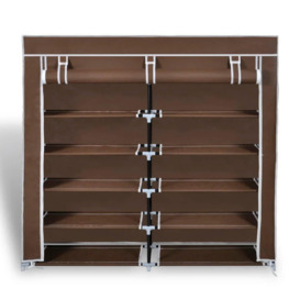 Fabric Shoe Cabinet with Cover 115 x 28 x 110 cm Brown - thumbnail 2