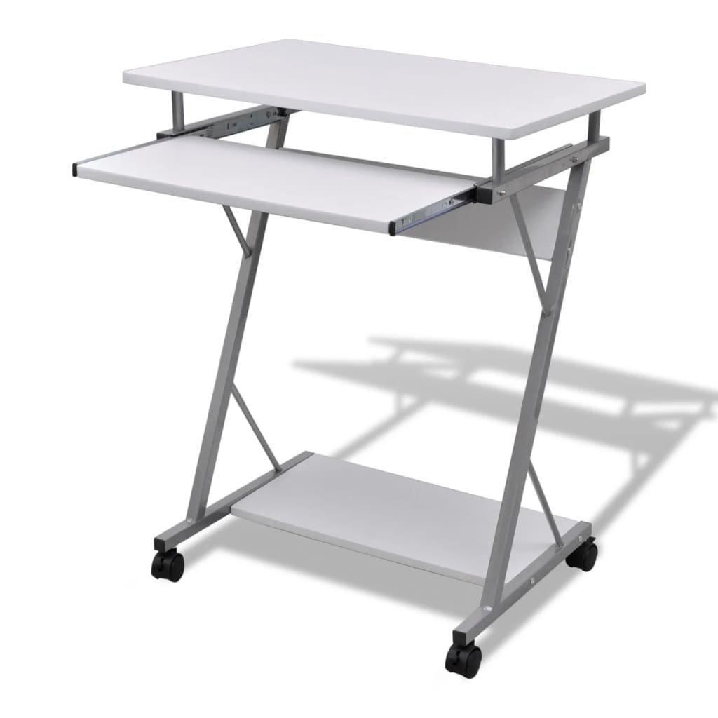 Compact Computer Desk with Pull-out Keyboard Tray White - image 1