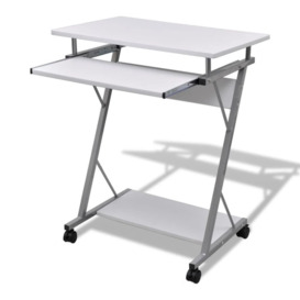 Compact Computer Desk with Pull-out Keyboard Tray White - thumbnail 1