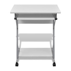 Compact Computer Desk with Pull-out Keyboard Tray White - thumbnail 2