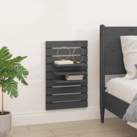 Wall-mounted Bedside Shelves 2 pcs Grey Solid Wood Pine - thumbnail 3