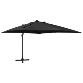 Cantilever Umbrella with Pole and LED Lights Black 300 cm - thumbnail 1