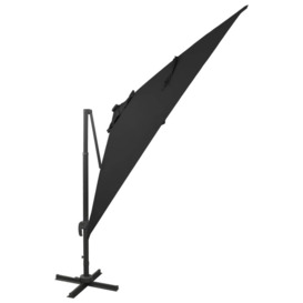 Cantilever Umbrella with Pole and LED Lights Black 300 cm - thumbnail 2