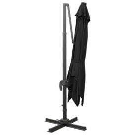 Cantilever Umbrella with Pole and LED Lights Black 300 cm - thumbnail 3