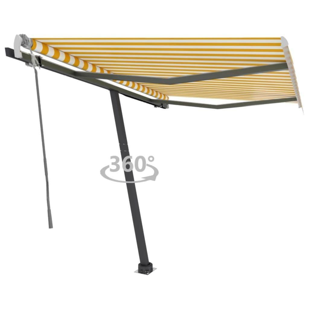 Freestanding Manual Retractable Awning 350x250 cm Yellow/White - image 1