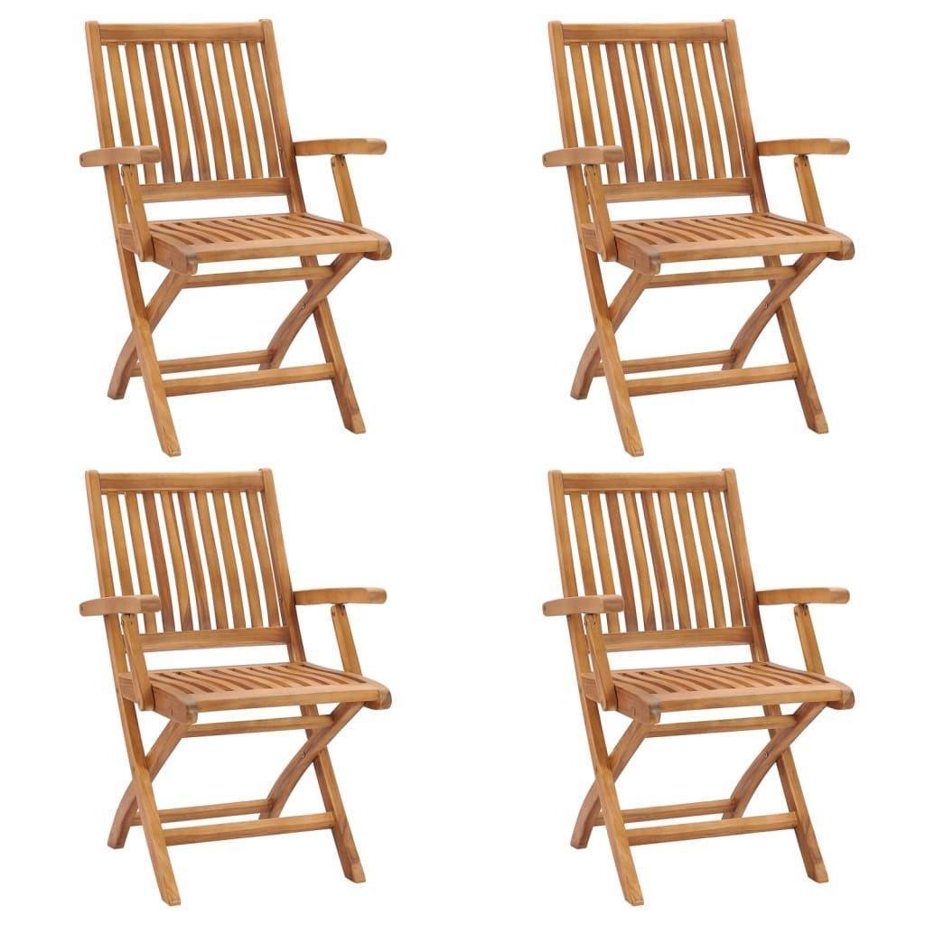 Folding Garden Chairs 4 pcs Solid Teak Wood - image 1