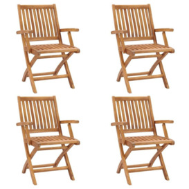 Folding Garden Chairs 4 pcs Solid Teak Wood - thumbnail 1