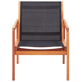 Garden Lounge Chair Black Solid Eucalyptus Wood and Textilene - thumbnail 2