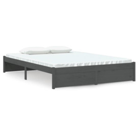Bed Frame Grey Solid Wood 140x190 cm - thumbnail 2