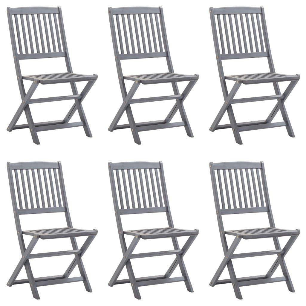 Folding Outdoor Chairs 6 pcs Solid Acacia Wood - image 1