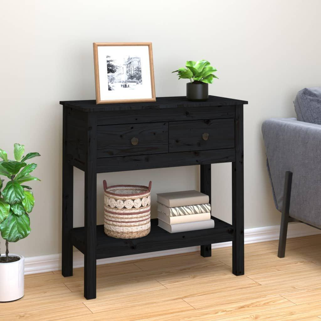 Console Table Black 75x35x75 cm Solid Wood Pine - image 1