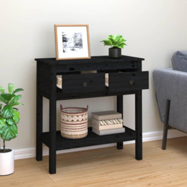 Console Table Black 75x35x75 cm Solid Wood Pine - thumbnail 3