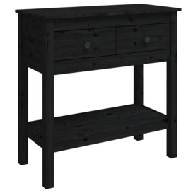 Console Table Black 75x35x75 cm Solid Wood Pine - thumbnail 2