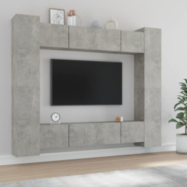 8 Piece TV Cabinet Set Concrete Grey Engineered Wood - thumbnail 1